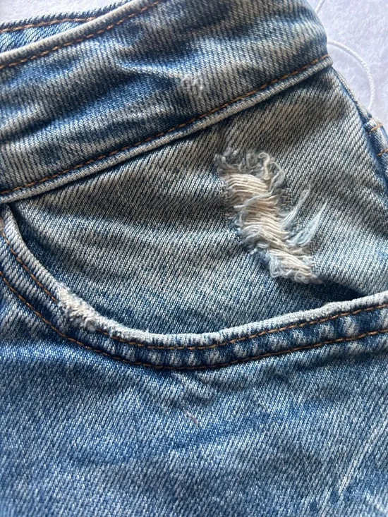 H&M Blue Distressed Denim Pencil Skirt - Picture 4 of 8